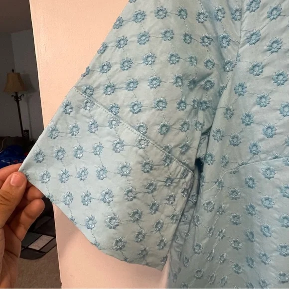 Kate Spade Light Blue Embroidered T Shirt Dress with Belt - Picture 6 of 11